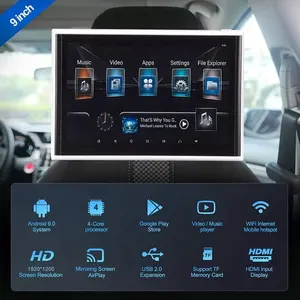 Jmance Android Car Monitor 9 Inch Back Seat Taxi Publicidad Touch Screen Wifi 4Core Taxi Headrest Advertising Player