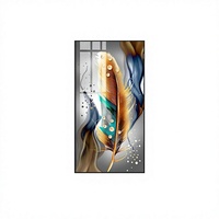 Tableau mural rectangulaire décoratif en toile à plumes noires nordiques, encadré en aluminium, pour salon et décoration intérieure