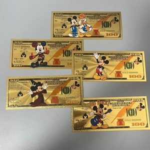 Banconota in plastica dorata a forma di topo dei cartoni animati, con lamina d'oro su entrambi i lati, denaro finto da $100, carta dorata da collezione per Natale dei bambini - Product Image 1