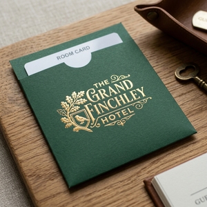 Fundas para Tarjetas de Hotel en Cartulina Mate Verde Bosque Intenso, Porta Tarjetas de Papel Sofisticados para Resorts de Montaña - Product Image 3