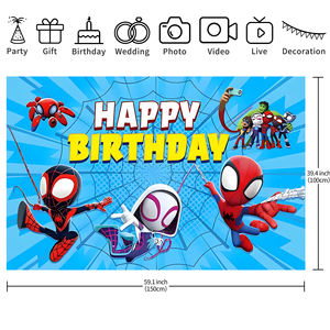Toile de fond sur le thème de Spider-Man <span class=keywords><strong>pour</strong></span> les enfants, les garçons, les fêtes d'<span class=keywords><strong>anniversaire</strong></span>, décorations de fête - Product Image 6