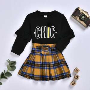 Conjunto de Falda Plisada a Cuadros para Niñas, Ropa de Boutique para Niñas, Primavera-Otoño 2021 - Product Image 1