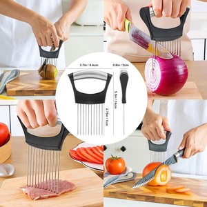 Trancheuse à viande en acier inoxydable Epluche-tomates Porte-citron Trancheuse Porte-oignon multifonctionnel Trancheuse avec coupe-10 dents - Product Image 1