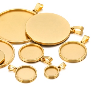 Bases de cabochons plaquées or pour la fabrication de bijoux, supports ronds vierges en acier inoxydable pour pendentifs - Product Image 4