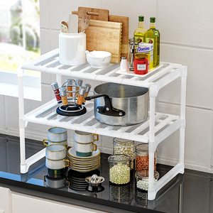Étagère <span class=keywords><strong>de</strong></span> <span class=keywords><strong>rangement</strong></span> multifonctionnelle extensible à 2 niveaux pour la <span class=keywords><strong>cuisine</strong></span> et la salle <span class=keywords><strong>de</strong></span> bain, <span class=keywords><strong>sous</strong></span> l'évier, vente en gros - Product Image 2