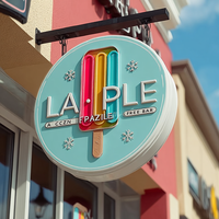 Enseigne lumineuse LED personnalisée Kelly Sign, lettres en acrylique rondes, signalétique lumineuse pour boutique de desserts, boîte à lumière publicitaire LED extérieure