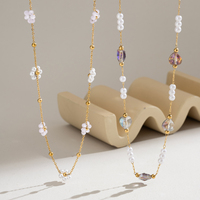 Collar de Piedras Naturales Brillantes para Mujer, Chapado en Oro PVD, Hipoalergénico, Encantador Brillo Radiante para San Valentín, Joyería Deslumbrante