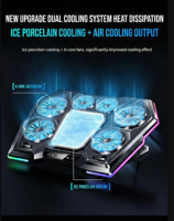 Support de refroidissement pour ordinateur portable de jeu USB RGB U-JIE-D13, universel, en ABS, refroidi par air, six ventilateurs, produit en stock