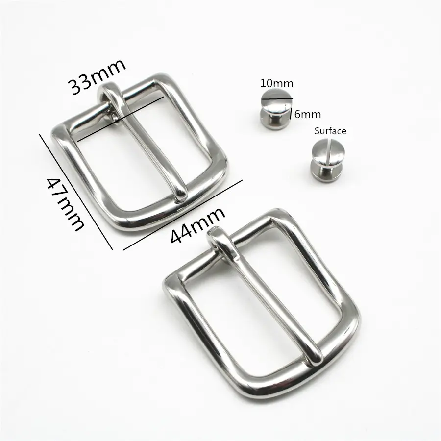 Eco-outstanding Silver Single Prong Square Buckle Solid Brass Metal Pin Buckle For Belts Bags DIY Hardware Accessories 33mm