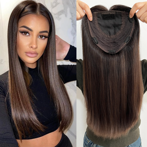 Extensiones de Cabello Humano Europeo Virgen <span class=keywords><strong>Balayage</strong></span> Marrón <span class=keywords><strong>Oscuro</strong></span> al por Mayor, Toppers de Encaje HD 6x7 7x7 8x8 con Forro de Seda Diamantado para Uso Diario para Mujeres - Product Image 4