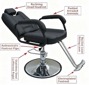 Head Pillow Hair Salon <b>Chair</b>, Stainless Steel Disc Chassis with Foot Pedal Hair Salon Hair Cutting Seat - Product Image 6