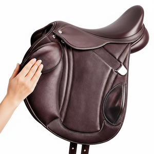 แผ่นอานม้าแบบตาข่ายบุด้วยอานม้าม้าหนังวัวแบบตะวันตกใช้สำหรับแข่งม้า - Product Image 1