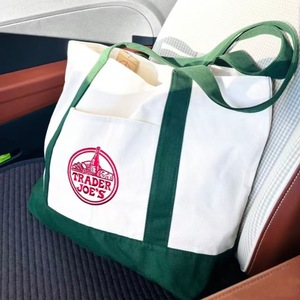 Borsa per la Spesa Grande di Trader Joe's 100% Ecologica e Riutilizzabile, Borsa in Tela di Cotone Personalizzabile con Ricamo |   Blu navy - Product Image 3