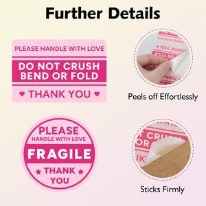 600 Etiquetas Adhesivas de Papel Frágil (Redondas y Rectangulares) con Mensaje de Agradecimiento y Amor para Envíos - Product Image 2