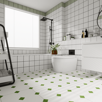 Ubin Lantai Keramik Modern Villa Factory Floor Flower Tile 40x40 Matte Glazed untuk Kamar Mandi, Dapur, Ruang Makan, Taman, Berwarna-warni