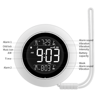 Jam Alarm Getar Kuat Portabel dengan Layar Besar, Alarm Ganda, Pengisian Daya USB untuk Tuna Rungu