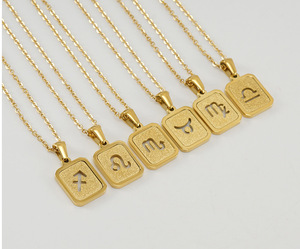 Collana pendente in oro placcato in oro 18k con ciondolo in acciaio inossidabile 12 have dodici <span class=keywords><strong>segno</strong></span> <span class=keywords><strong>zodiacale</strong></span> 18k - Product Image 6