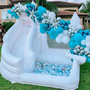 Gorila blanca de <span class=keywords><strong>alquiler</strong></span> de fiestas con pozo de bolas y tobogán <span class=keywords><strong>Castillo</strong></span> <span class=keywords><strong>inflable</strong></span> 13 'x 13' Adultos Toda la boda blanca para casa de rebote 6x6 - Product Image 1