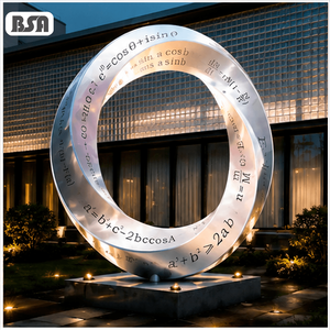 Sculpture circulaire en acier inoxydable BSA 304/316L, grande taille, gravée d'une formule mathématique, statue métallique pour campus universitaire et parc scientifique - Product Image 1