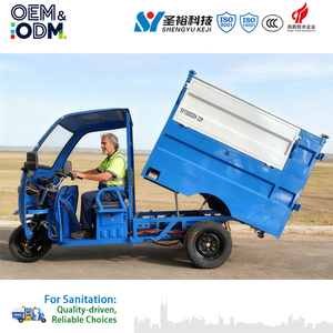 Camion de collecte des déchets à 3 roues électrique - Plateau de chargement de 1,5 m, trike de transport de déchets à déchargement automatique - Product Image 2