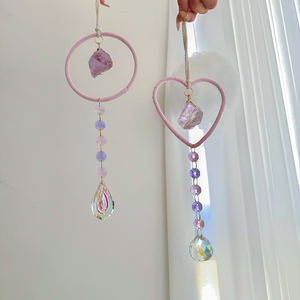 Wholesale High Quality Crystal Suncatcher Hanging pink Heart Decor Amethyst Sun Cacther Bedroom Decor - Product Image 1
