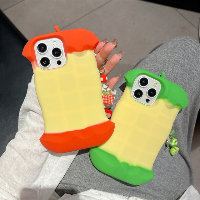 3D Fun Ancient Apple Core Suitable for iPhone 16 ProMax Phone Case 11 Apple 15 Plus Silicone 12 Phone Case Soft Case