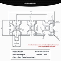 Profilé en alliage d'aluminium noir XAJX Industrial 40120, norme européenne, anodisé CNC, précision 1%, pour cadre d'équipement et gravure