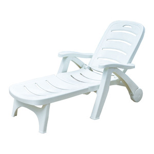 White high quality plastic lounge chair garden hotel bath folding beach lounge chair swimming pool lying