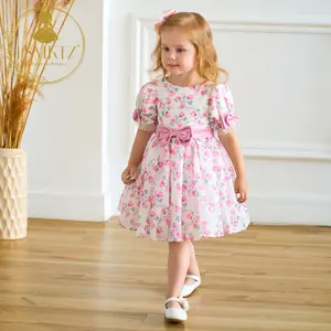 FSMKTZ Lovely Children Baby Girl Dress 2M-3Y Sweet Girls Party Flower Print Dress Niñas Vestidos de cumpleaños