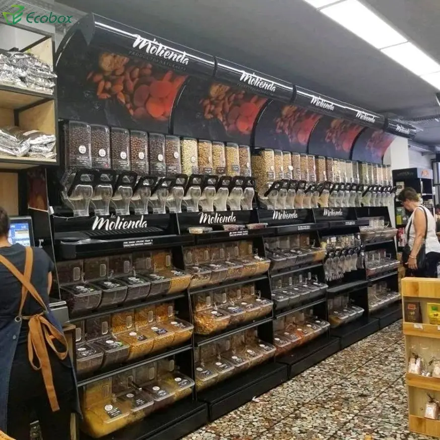 小売調節可能なスーパーマーケットドライフードナッツキャンディーディスプレイシェルフ