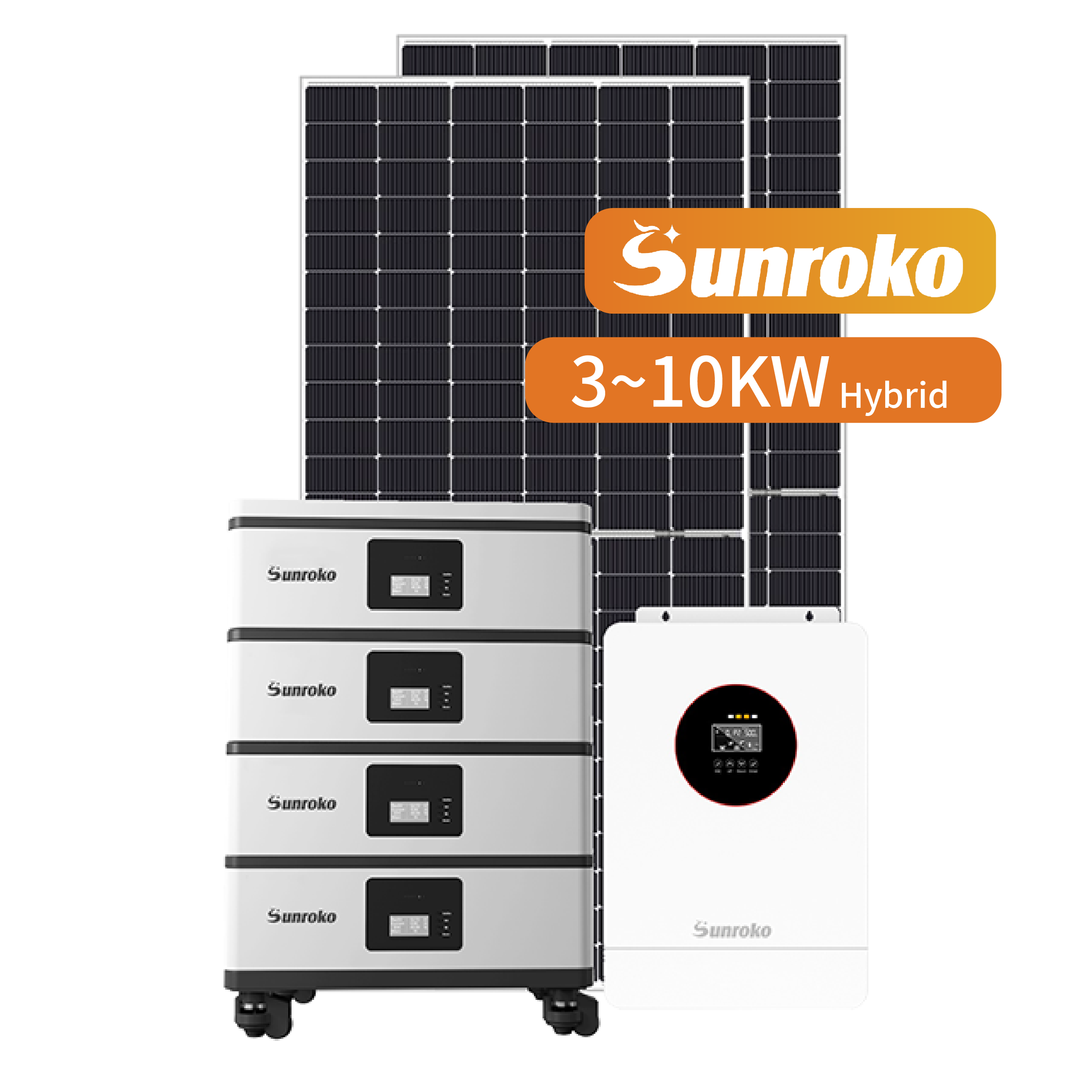Полная 3-фазная солнечная энергетическая система Sunroko 5 кВт 6 кВт 10 кВт 15 кВт 20 кВт гибридная сеть все в одной солнечной энергетической системе
