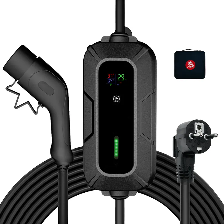 EVSE portable ev charger 3/7/11/22KW type 1or type 2 connector with adjustment current of 8 to 32A