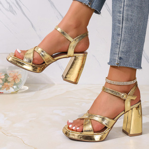 Sandalias de tacón alto con correa al tobillo para mujer, estilo versátil de verano, con una sola correa, tacón delgado y punta en pico - Product Image 2