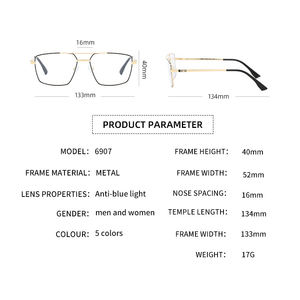 Kính mắt nam cổ điển chống ánh sáng xanh, đổi màu tự động, gọng kính hình chữ nhật toàn viền, có thể in logo tùy chỉnh, thiết kế thời trang <span class=keywords><strong>2026</strong></span> - Product Image 2