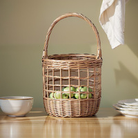 Panier à légumes et fruits tressé en saule creux, panier de pique-nique en rotin pour le printemps, panier à fleurs de Noël entièrement fait main