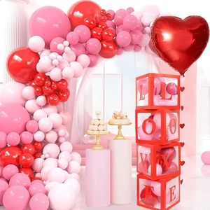 Guirlande d'<span class=keywords><strong>arche</strong></span> de ballons rouge rose <span class=keywords><strong>pour</strong></span> la Saint-Valentin avec des ballons en forme de cœur, 4 pièces, boîte LOVE, décoration de fête de mariage - Product Image 1