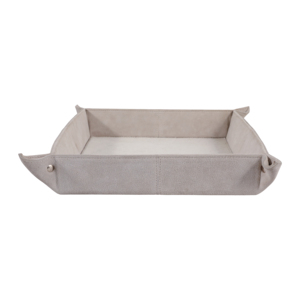 Vassoio in camoscio con dettagli in pelo di animali, rettangolare, centrotavola decorativo per tavolino da caffè, camera da letto o mobile da bagno - Product Image 4