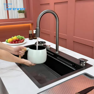 2025 nouveau motif volcanique en acier inoxydable caché creux d'eau de pluie Surface traitée avec évier de cuisine cascade de technologie Nano - Product Image 4