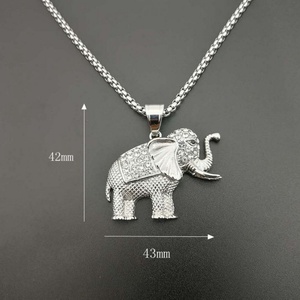 Most Selling Diamond Necklace Stainless Steel Jewelry Animal <b>Elephant</b> Custom Pendant - Product Image 5