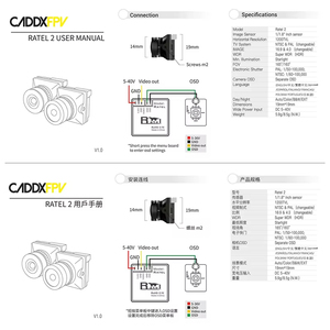 Caddx Ratel <span class=keywords><strong>2</strong></span> FPV 赛车无人机微型摄像头 165 FOV <span class=keywords><strong>2</strong></span>.1mm NTSC PAL 可切换 16:9 4:<span class=keywords><strong>3</strong></span> HDR 夜视无人机摄像头配件 - Product Image 5