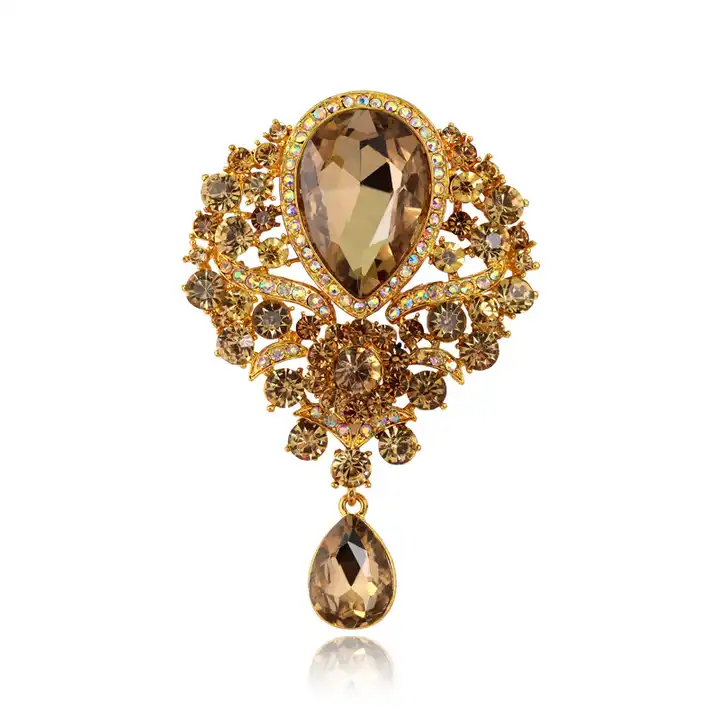 Vintage Crystal Flower Brooch Jewelry Zircon Brooches for Women Accessories
