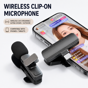 Microphone <span class=keywords><strong>cravate</strong></span> <span class=keywords><strong>sans</strong></span> <span class=keywords><strong>fil</strong></span> double professionnel pour <span class=keywords><strong>iPhone</strong></span>, Android, téléphone portable, PC - Product Image 2