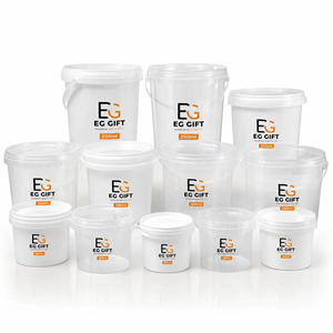 Factory Supply Food Grade Clear Plastic Jars 1L-5L <b>Buckets</b> <b>With</b> Handles And <b>Lids</b> Custom Colors Printing Logo - Product Image 1