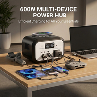 Station d'alimentation portable 600W, panneau solaire, batterie lithium LiFePO4 longue durée, alimentation portable d'urgence pour les voyages en plein air