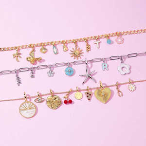 18K colore oro alla moda catena a maglie fai da te in acciaio inox moda collana pendente con amore di cristallo forno sottovuoto placcatura - Product Image 1