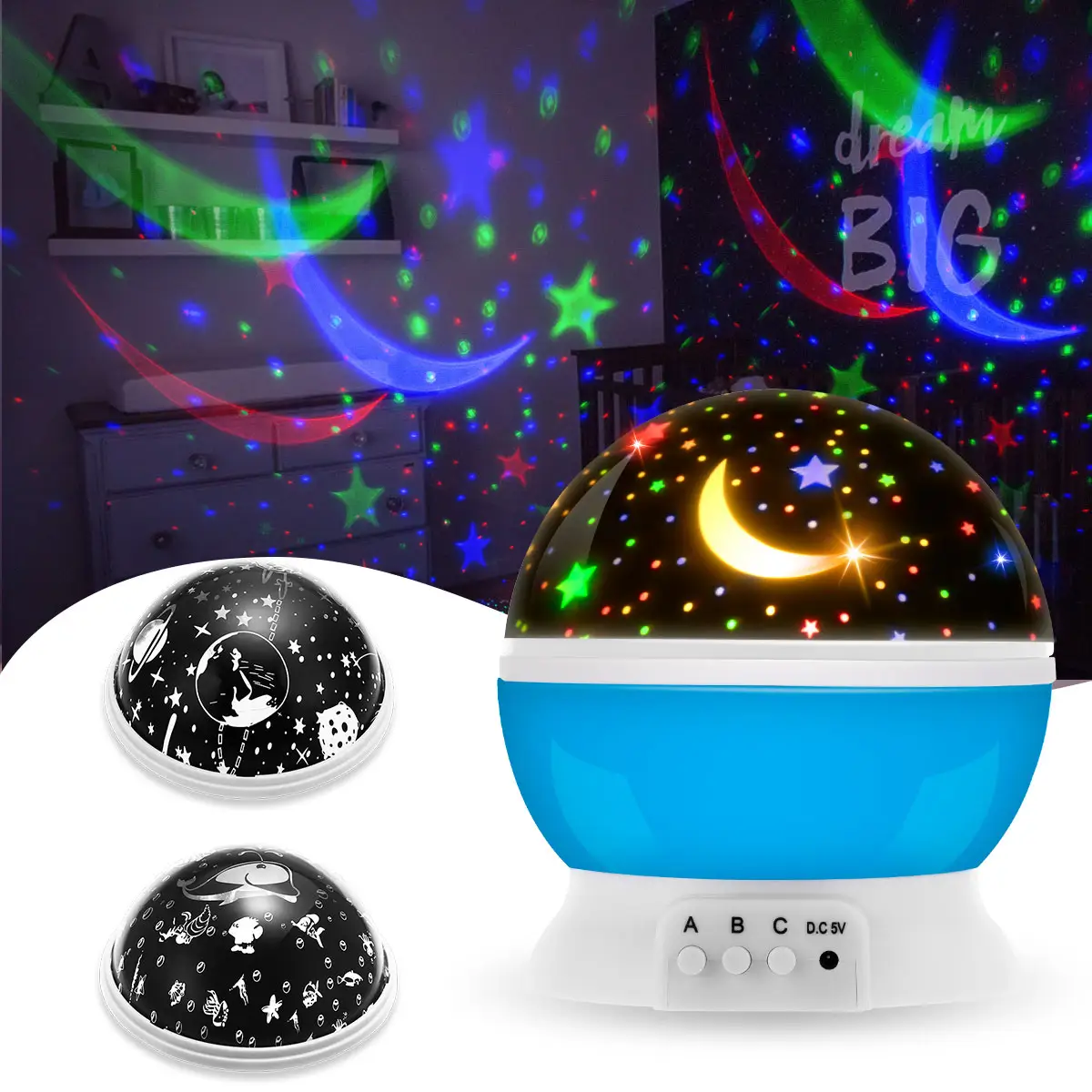 Children Kids USB Power 5V Projector Ocean Universe Starry Star LED Night Light with Battery Colorful Projector Lamp