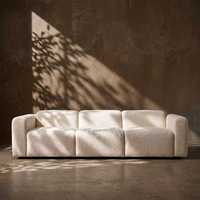 Canapé modulaire de luxe à assise profonde, coussins en mélange de plumes et lin belge, ensemble de salon moderne surdimensionné pour villa et hôtel