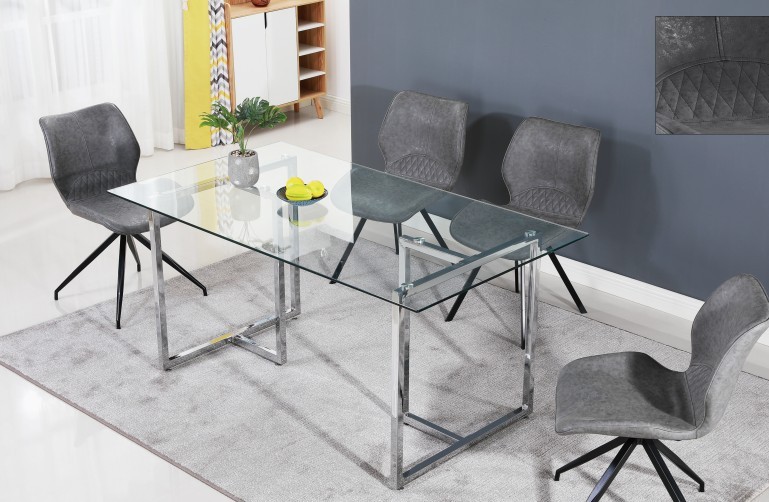Wholesale supplier Dining Set Modern Dining Table Set for 4 or 6 Persons with 4 or 6 PVC Leather Chairs