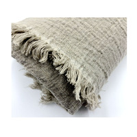 Couverture en lin français, épaisse, double tissage, douce, couvre-lit, jeté
