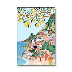 Tourism cartoon painting Turkey Italy Portugal landscape decorative wall decorator painting